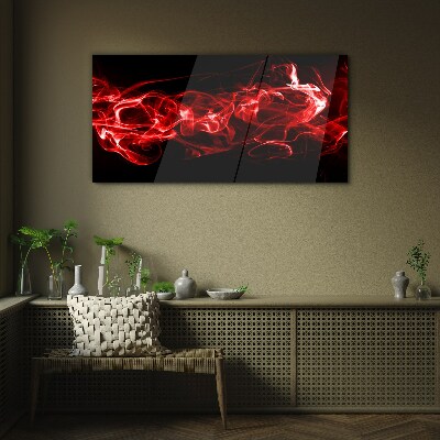 Glasbild Tanzende rote Streifen