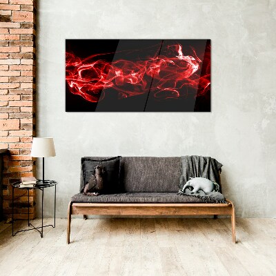 Glasbild Tanzende rote Streifen