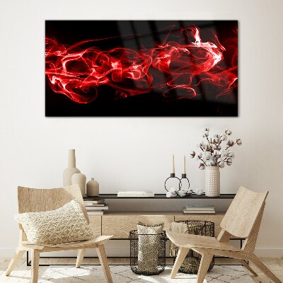Glasbild Tanzende rote Streifen