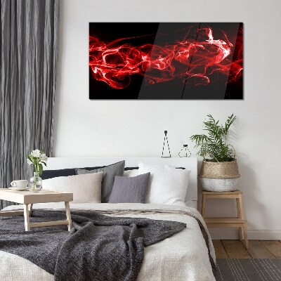 Glasbild Tanzende rote Streifen