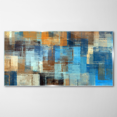Glasbild Abstraktes Mosaik aus Blautönen
