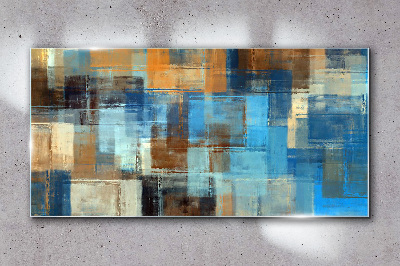 Glasbild Abstraktes Mosaik aus Blautönen