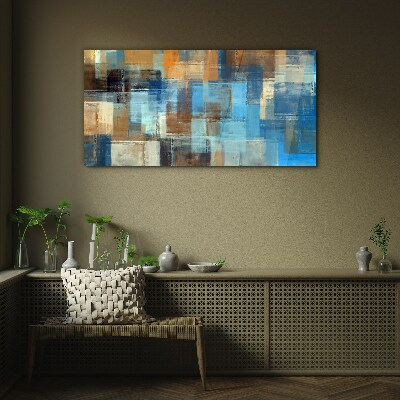 Glasbild Abstraktes Mosaik aus Blautönen