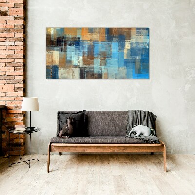 Glasbild Abstraktes Mosaik aus Blautönen