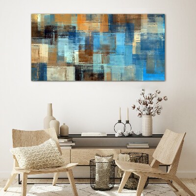Glasbild Abstraktes Mosaik aus Blautönen