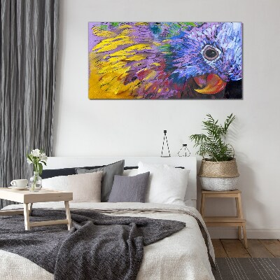 Foto glasbild Buntes Porträt eines Papageis