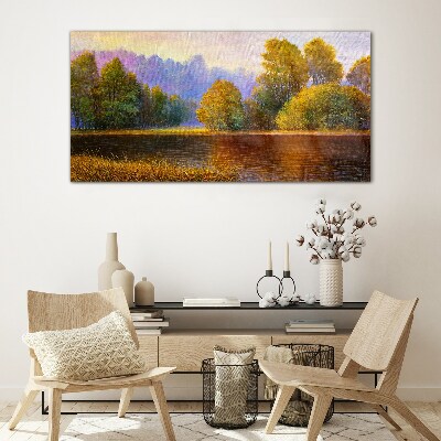 Glasbild Eine friedliche Herbstlandschaft