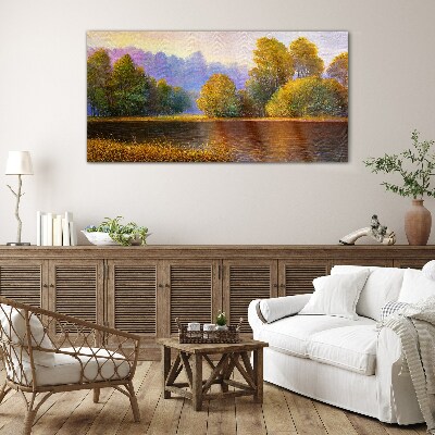 Glasbild Eine friedliche Herbstlandschaft