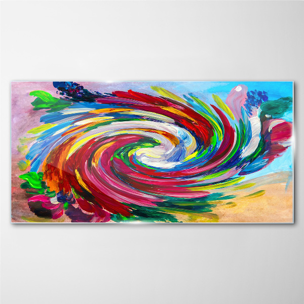 Glasbild Ein Wirbelwind der Farben