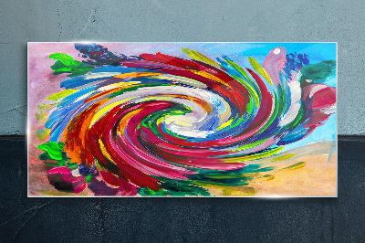 Glasbild Ein Wirbelwind der Farben