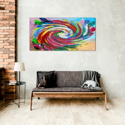 Glasbild Ein Wirbelwind der Farben