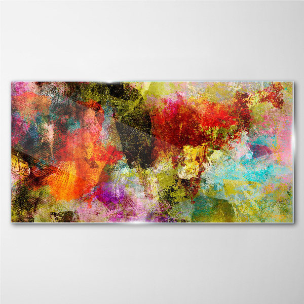 Glasbild Buntes Chaos der Abstraktion