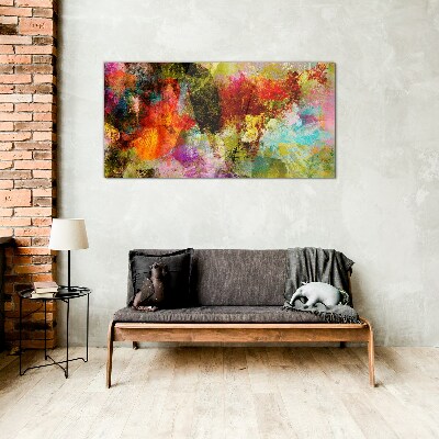 Glasbild Buntes Chaos der Abstraktion