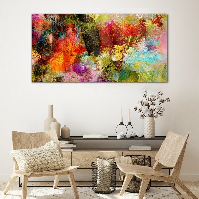 Glasbild Buntes Chaos der Abstraktion