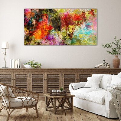Glasbild Buntes Chaos der Abstraktion