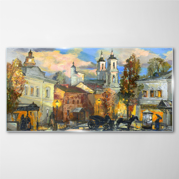 Glasbild Eine bezaubernde Straße in herbstlicher Landschaft