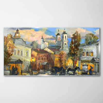 Glasbild Eine bezaubernde Straße in herbstlicher Landschaft