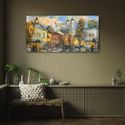 Glasbild Eine bezaubernde Straße in herbstlicher Landschaft