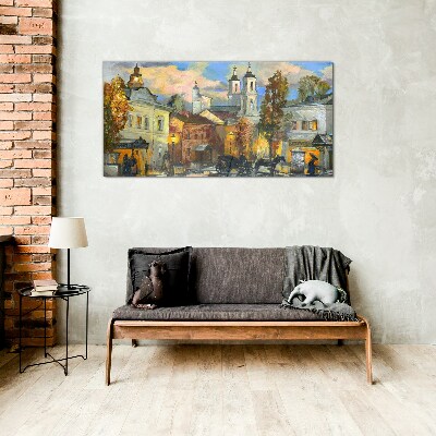 Glasbild Eine bezaubernde Straße in herbstlicher Landschaft