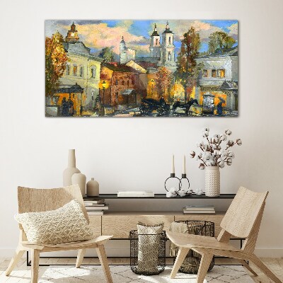 Glasbild Eine bezaubernde Straße in herbstlicher Landschaft