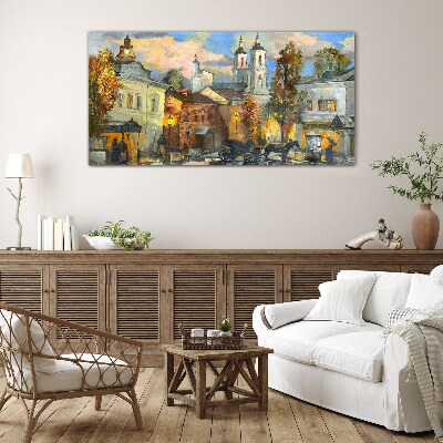 Glasbild Eine bezaubernde Straße in herbstlicher Landschaft