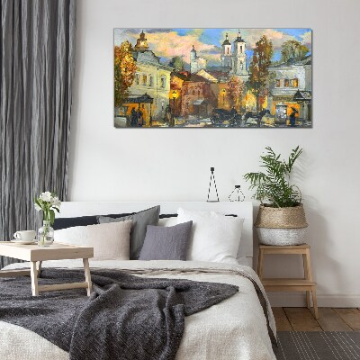 Glasbild Eine bezaubernde Straße in herbstlicher Landschaft