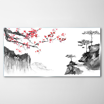 Bild aus glas Blumenlandschaften im japanischen Stil