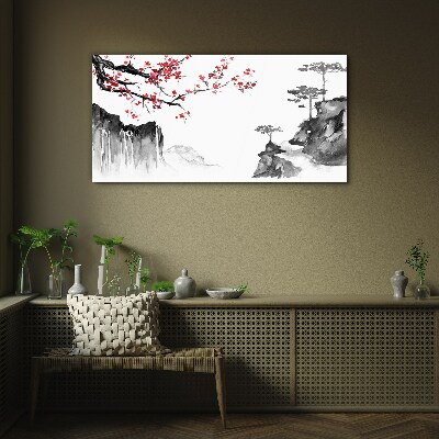 Bild aus glas Blumenlandschaften im japanischen Stil