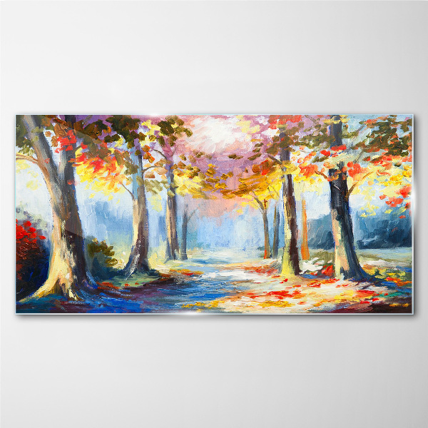 Glasbild Herbstgasse