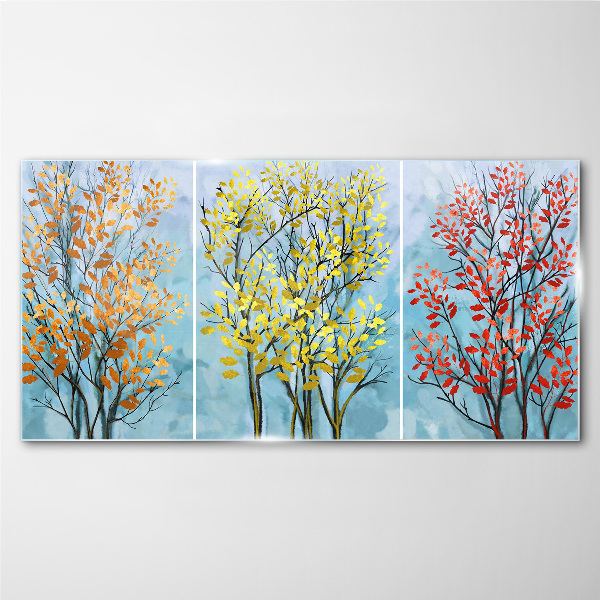 Glasbild Herbstbäume in Farben