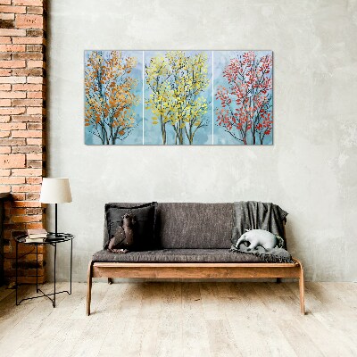 Glasbild Herbstbäume in Farben