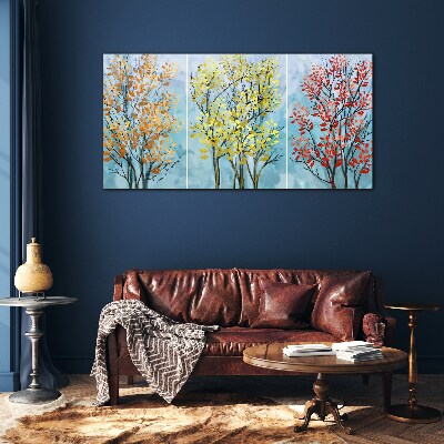 Glasbild Herbstbäume in Farben