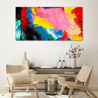 Glasbild Buntes Chaos auf Leinwand