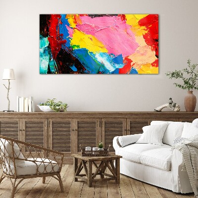 Glasbild Buntes Chaos auf Leinwand
