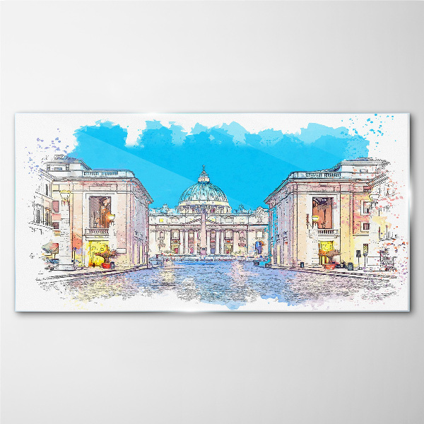 Glasbild Vatikan in Aquarellfarben
