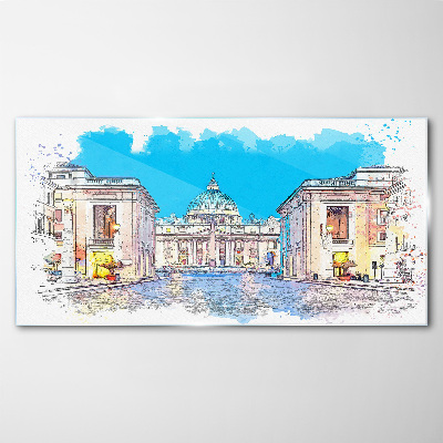 Glasbild Vatikan in Aquarellfarben