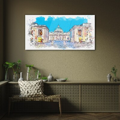 Glasbild Vatikan in Aquarellfarben