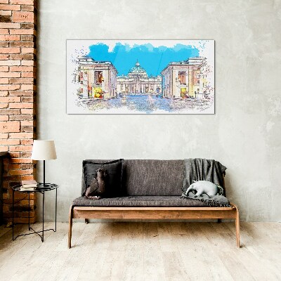 Glasbild Vatikan in Aquarellfarben