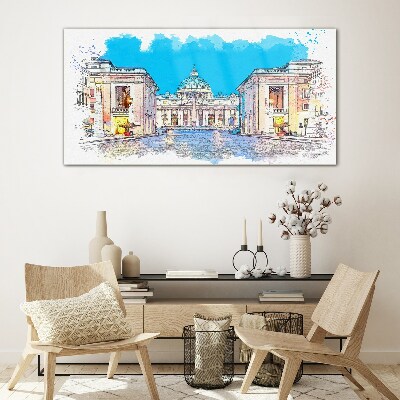 Glasbild Vatikan in Aquarellfarben