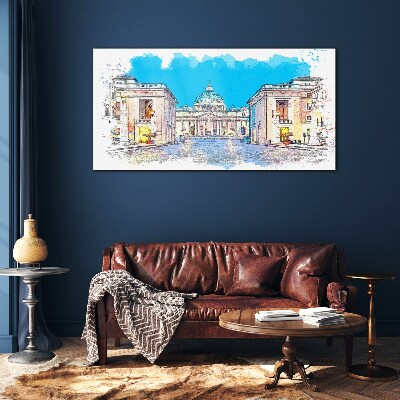 Glasbild Vatikan in Aquarellfarben
