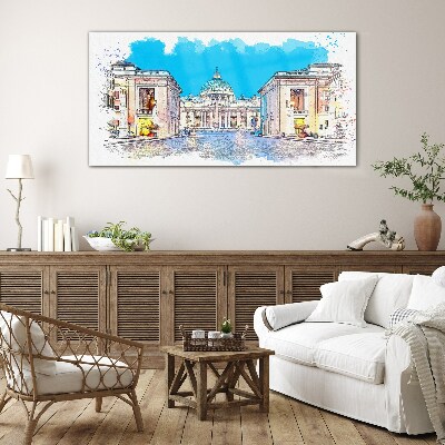 Glasbild Vatikan in Aquarellfarben