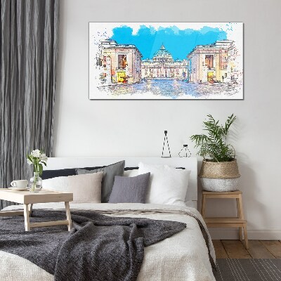 Glasbild Vatikan in Aquarellfarben