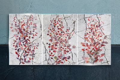 Glasbild Herbstblätter auf Marmorhintergrund