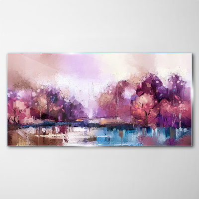 Foto auf glas Rosafarbene Reflexe in einer Winterlandschaft