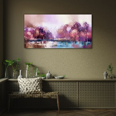 Foto auf glas Rosafarbene Reflexe in einer Winterlandschaft