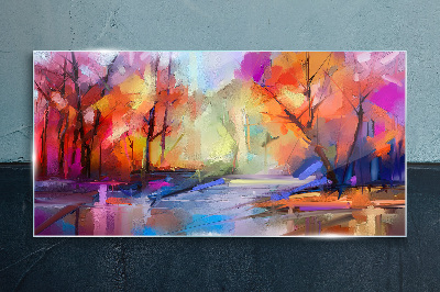 Glasbild Farbenfrohe Herbstlandschaft