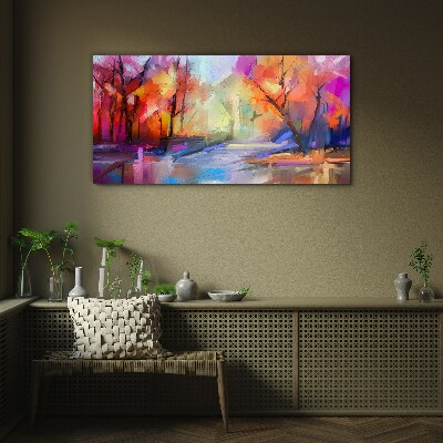 Glasbild Farbenfrohe Herbstlandschaft