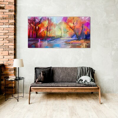 Glasbild Farbenfrohe Herbstlandschaft