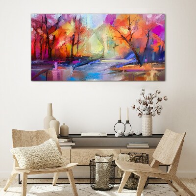 Glasbild Farbenfrohe Herbstlandschaft
