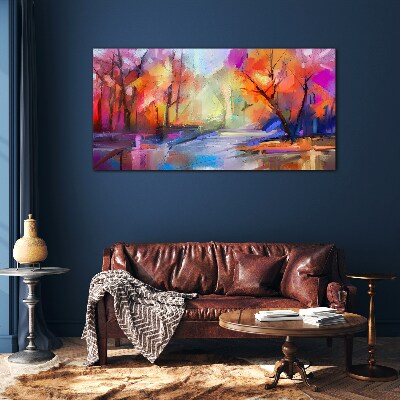 Glasbild Farbenfrohe Herbstlandschaft